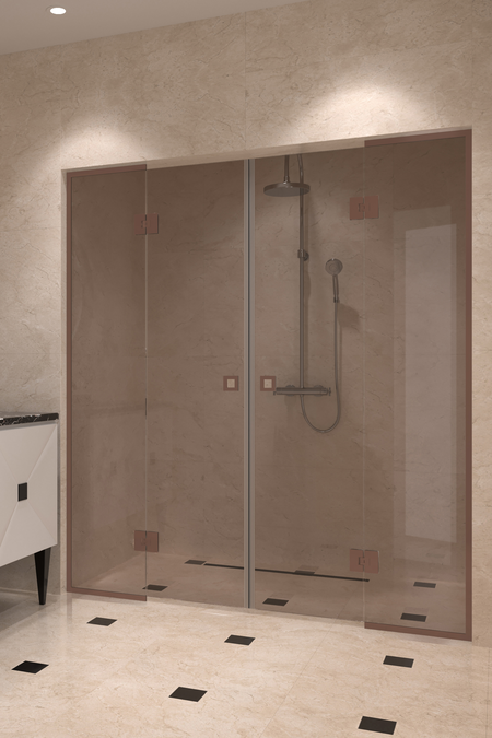 Alcove fitting with a hinged double door with framed fixed parts Vetro 554