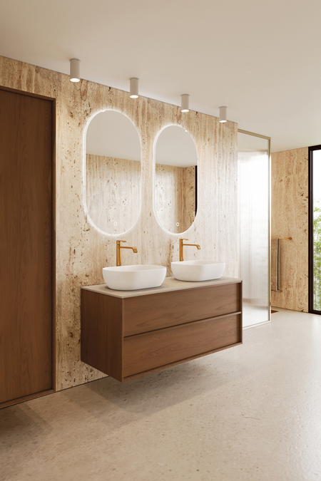 Cabinet with two oval countertop basins Casa H14