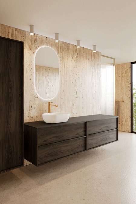 Double cabinet with oval countertop basin Casa H13