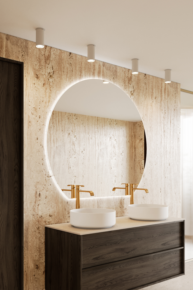 Cut round mirror with ambient lighting Trento U10