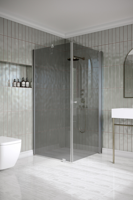 Shower enclosure with a fixed wall and hinged door Classic 146 (101x102)