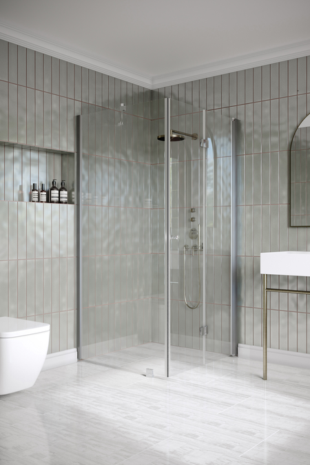 Shower enclosure with a fixed wall and folding door Classic 147 (101x103)