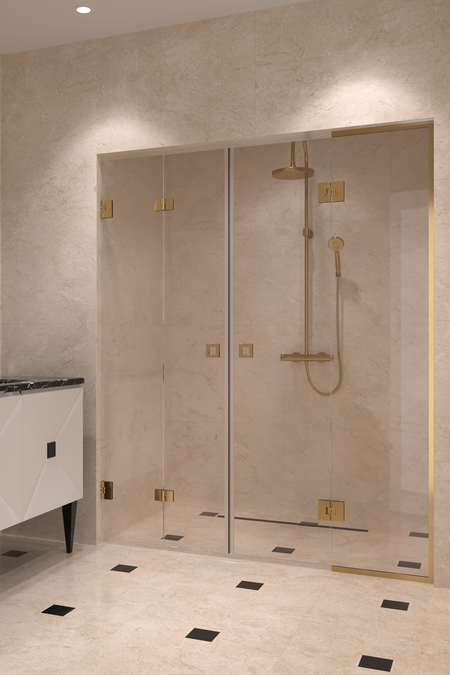 Nisch med vikbar dörr och vändbar dörr med en fast del Vetro 553