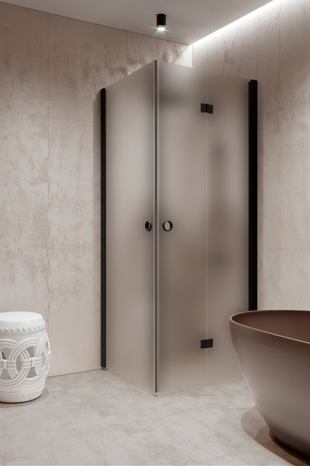 Shower enclosure with a hinged door and a folding door Forma 373
