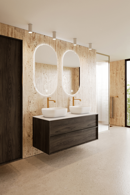 Cabinet with two oval countertop basins Casa H14