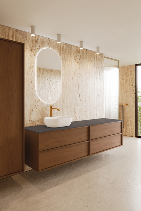 Double cabinet with oval countertop basin Casa H13