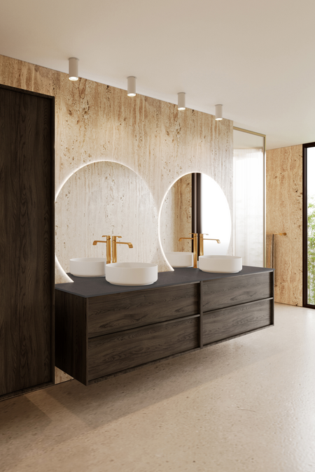 Tupla-allaskaluste kahdella pyöreällä malja-altaalla Casa H11