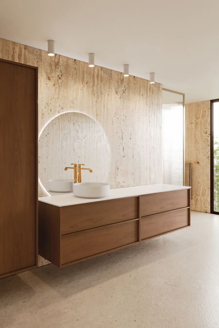 Double cabinet with round countertop basin Casa H09