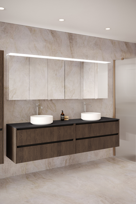 Double cabinet with two round countertop basins Classic K06