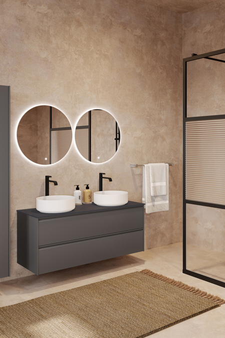 Allaskaluste kahdella pyöreällä malja-altaalla Luna L10