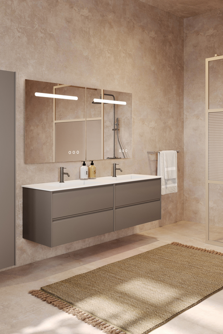 Tupla-allaskaluste Corian kaksoisaltaalla Luna L07