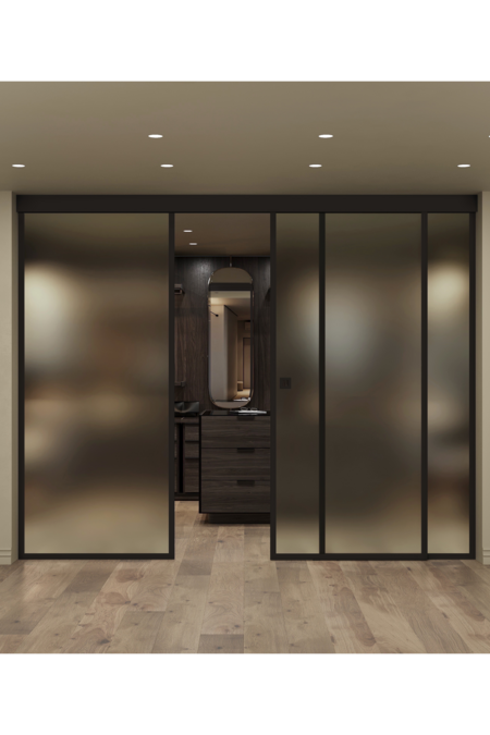 Sliding door with soft closing mechanism and 2 fixed walls Inne C3N New York