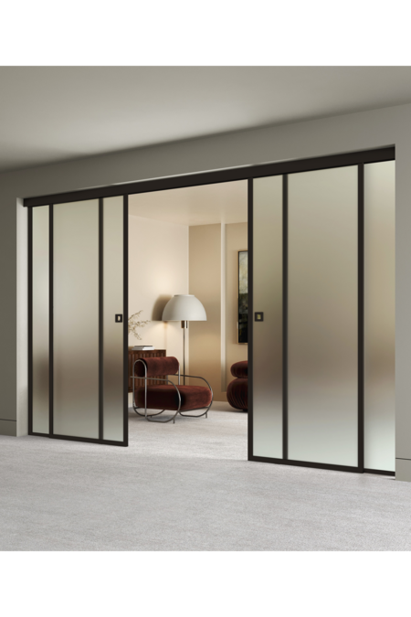 Double sliding doors with soft closing mechanism and 2 fixed walls Inne C4N New York