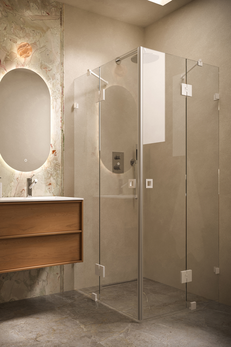 Shower enclosure with hinged doors with fixed parts Vetro 548 (514x514)