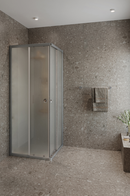 Shower enclosure with fixed walls and sliding doors Forma 431