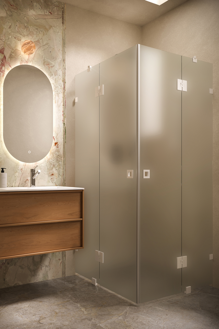 Shower enclosure with hinged doors with fixed parts Vetro 548 (514x514)