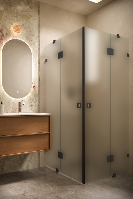 Shower enclosure with hinged doors with fixed parts Vetro 548 (514x514)