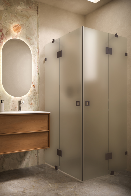 Shower enclosure with hinged doors with fixed parts Vetro 548 (514x514)