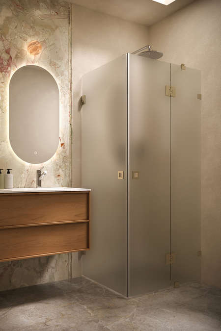Shower enclosure with hinged doors one of which has a fixed part Vetro 545 (512x514)