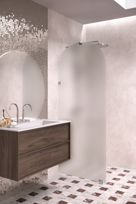 Arched fixed shower screen Vetro 509